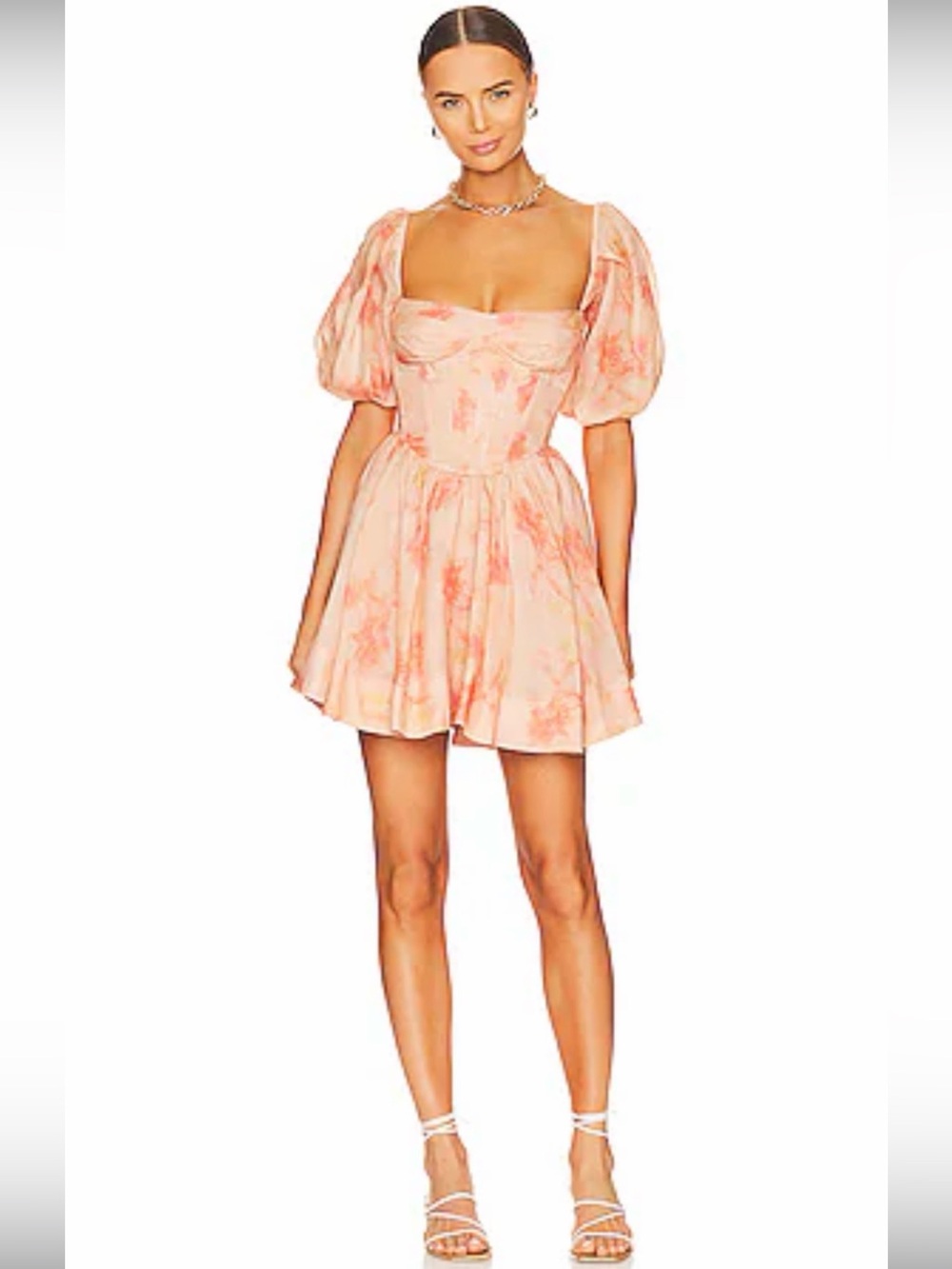 $179 Bardot x Revolve Kiah Corset Mini dress with puff sleeves